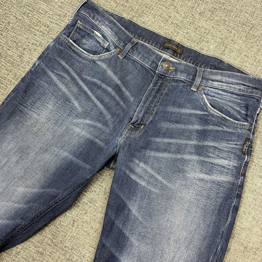 Silver Jeans Mens 36x30 Eddie Denim Straight Leg Whisker Faded Western Stretch